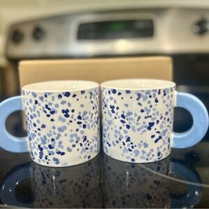 Set of 2 Room Essentials Blue and White Patterned Mugs